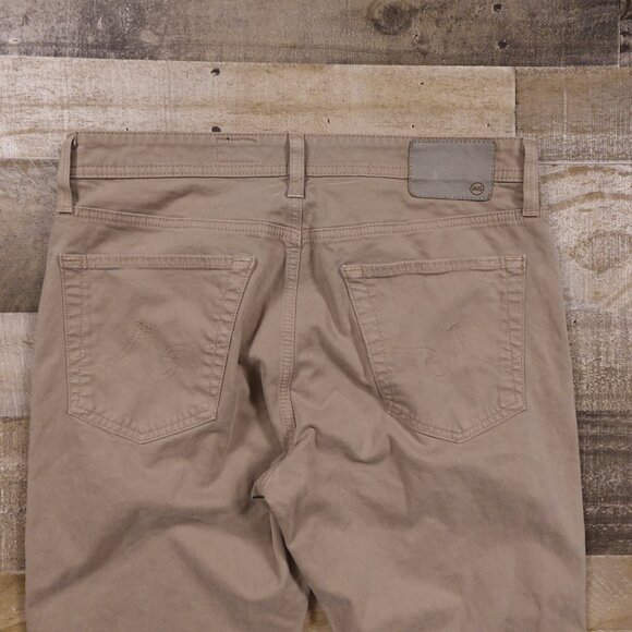AG Adriano Goldschmied Everett Slim Straight Jeans Men’s 33x32 Khaki Stretch - Picture 12 of 14